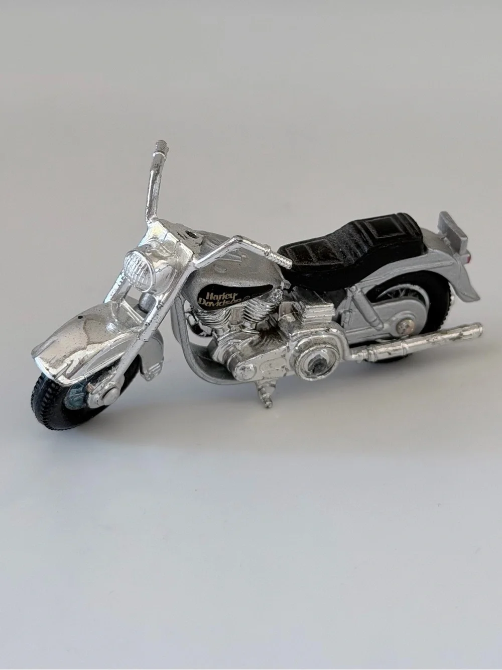 Vintage Harley Davidson 1/66 Matchbox Silver & Black Diecast Motorcycle